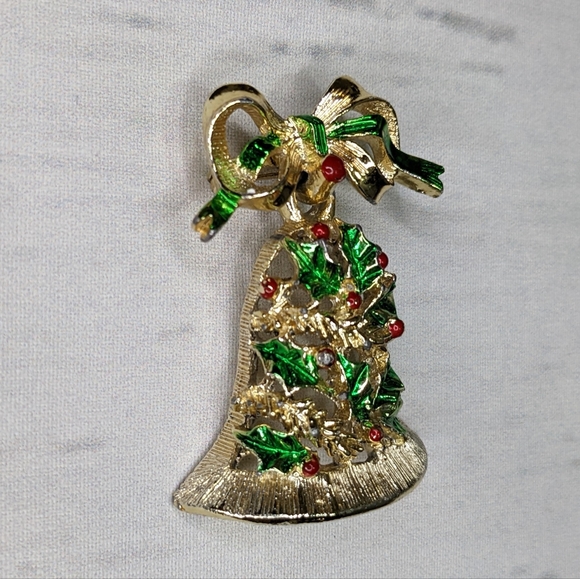 GERRYS  VINTAGE Holiday Bell Lapel Pin Brooch - Picture 3 of 8